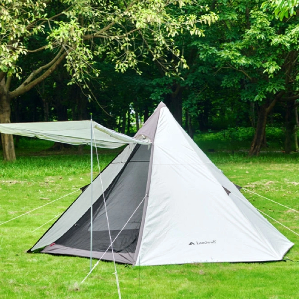 Pole-Free Rainproof Indian Teepee Pyramid Camping Tent, Easy Setup Outdoor Shelter view 2