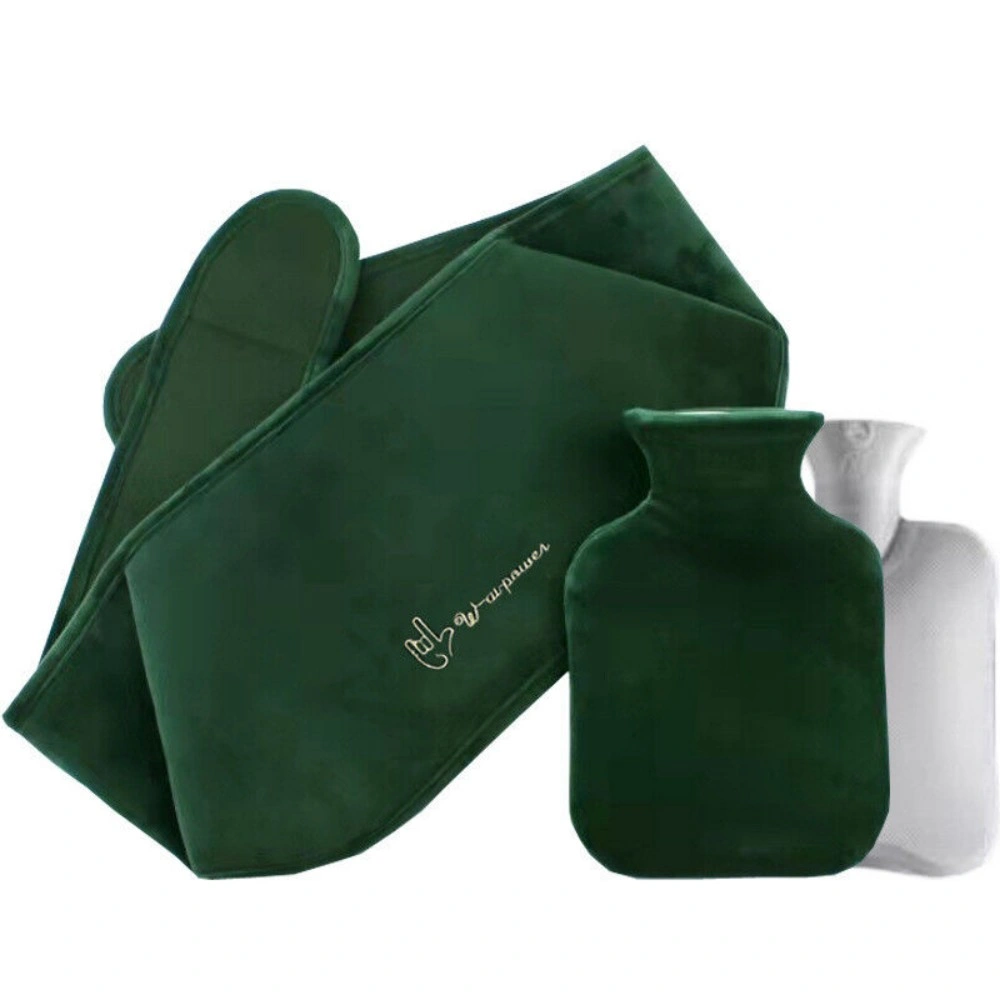 3x 1000ml Hot Water Bottle Cover with Belt, Rubberized Warm Plush Pouch, Hip Warmer Belt view 3
