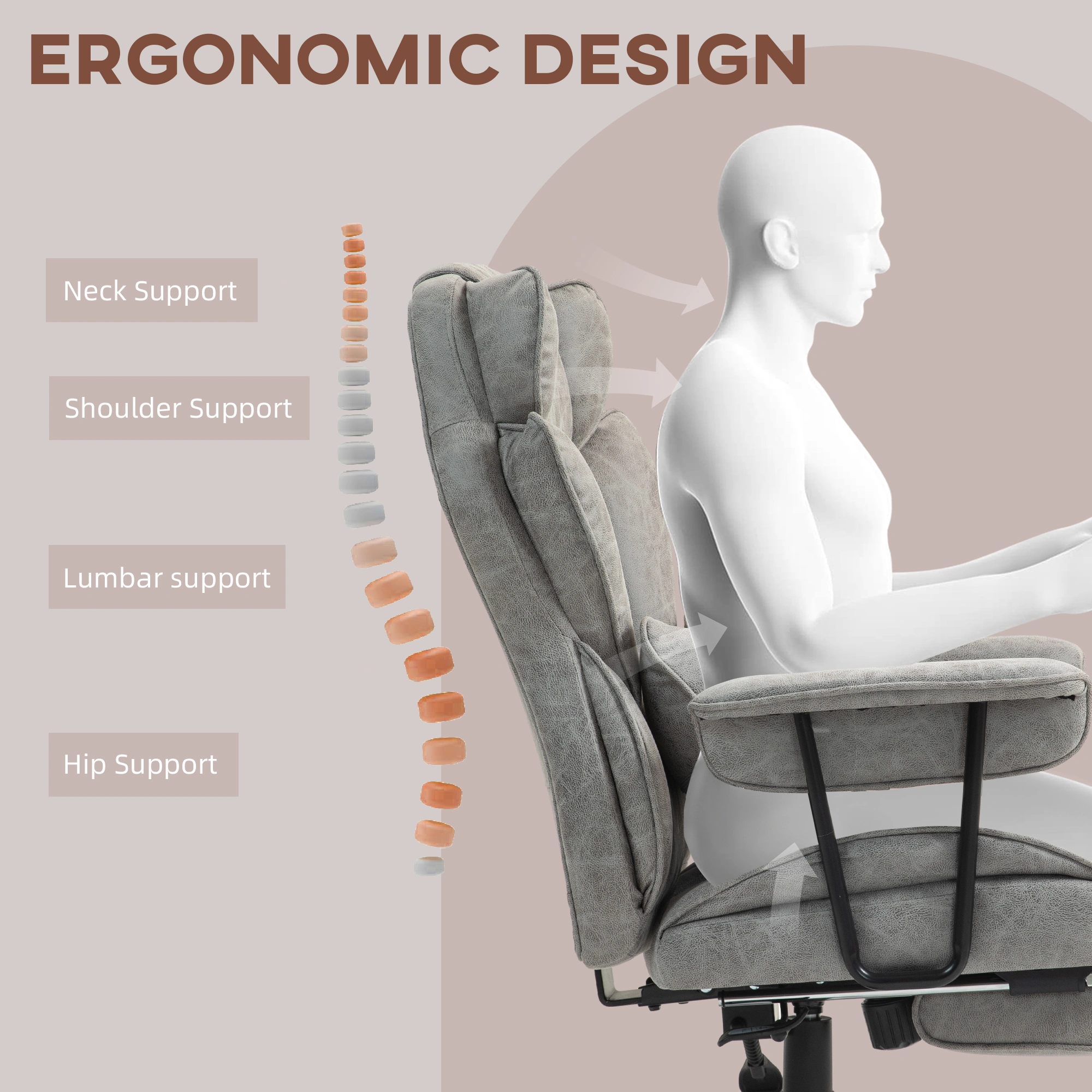Ergonomic Office Chair with Massage Function, High Back Mesh Computer Chair with Lumbar Support, Adjustable Headrest Armrests view 4