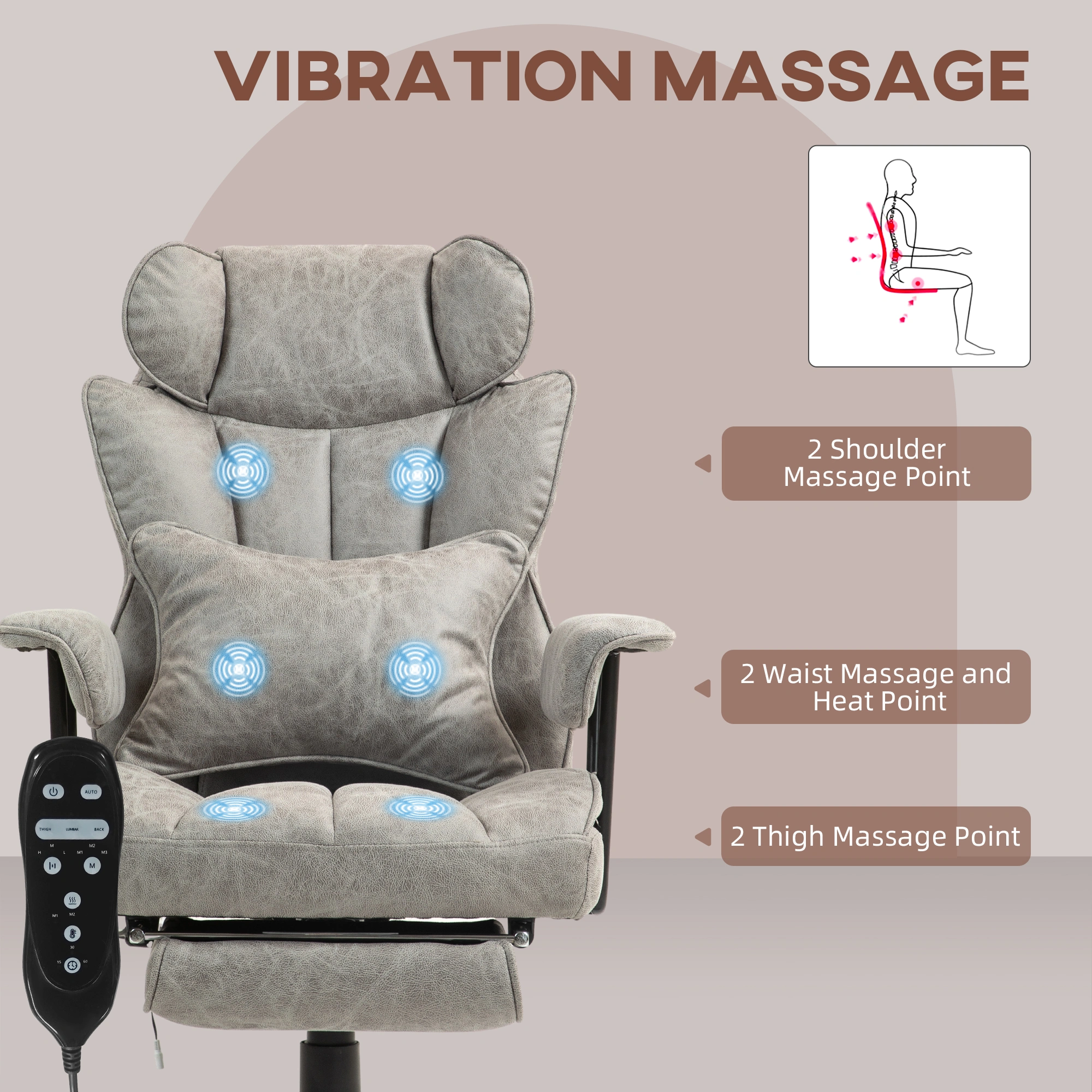 Ergonomic Office Chair with Massage Function, High Back Mesh Computer Chair with Lumbar Support, Adjustable Headrest Armrests view 5