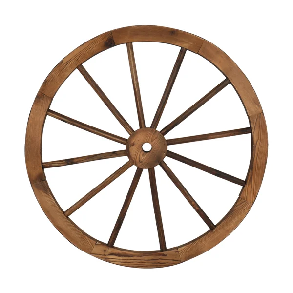 2pcs 30-Inch Old Western Style Garden Art Wall Decor Wooden Wagon Wheel Brown view 6
