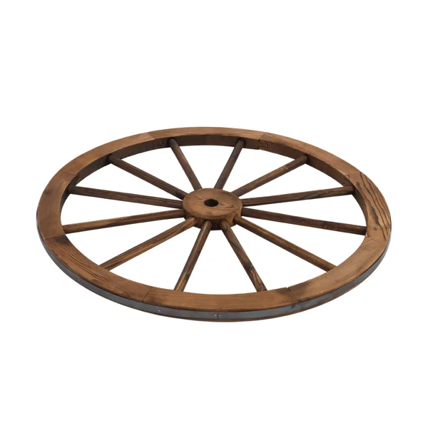 2pcs 30-Inch Old Western Style Garden Art Wall Decor Wooden Wagon Wheel Brown