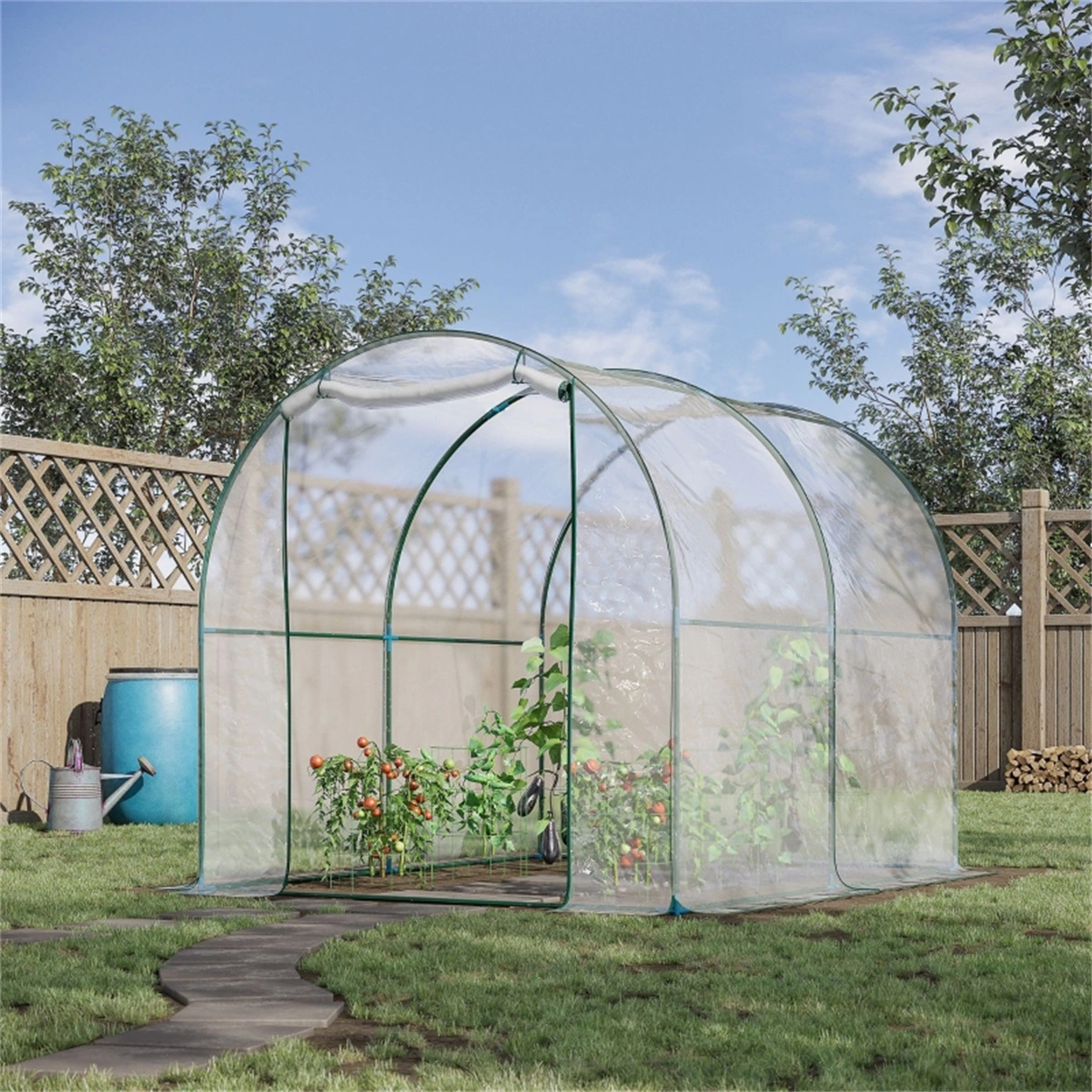Greenhouse Portable Walk-In Tent - Heavy Duty Polycarbonate Frame with Zipper Door for Outdoor Gardening & Plant Growing