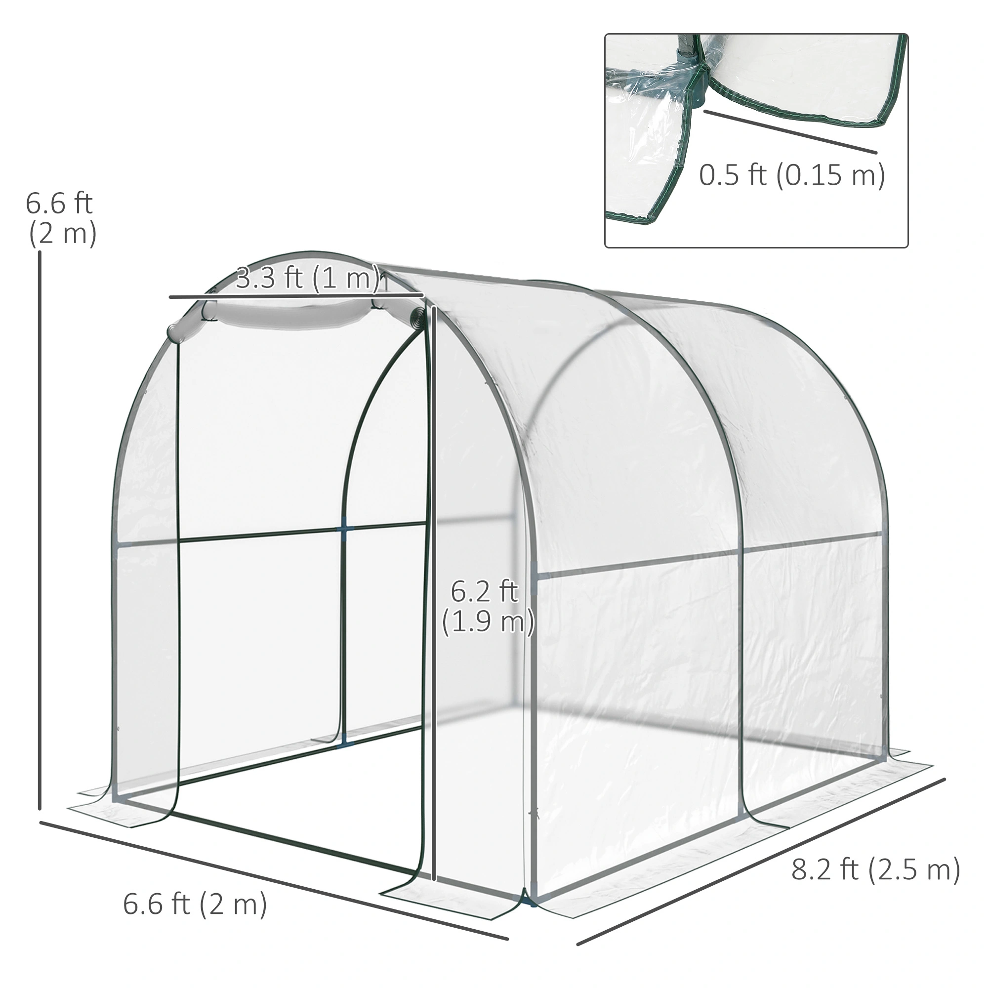 Greenhouse Portable Walk-In Tent - Heavy Duty Polycarbonate Frame with Zipper Door for Outdoor Gardening & Plant Growing view 2