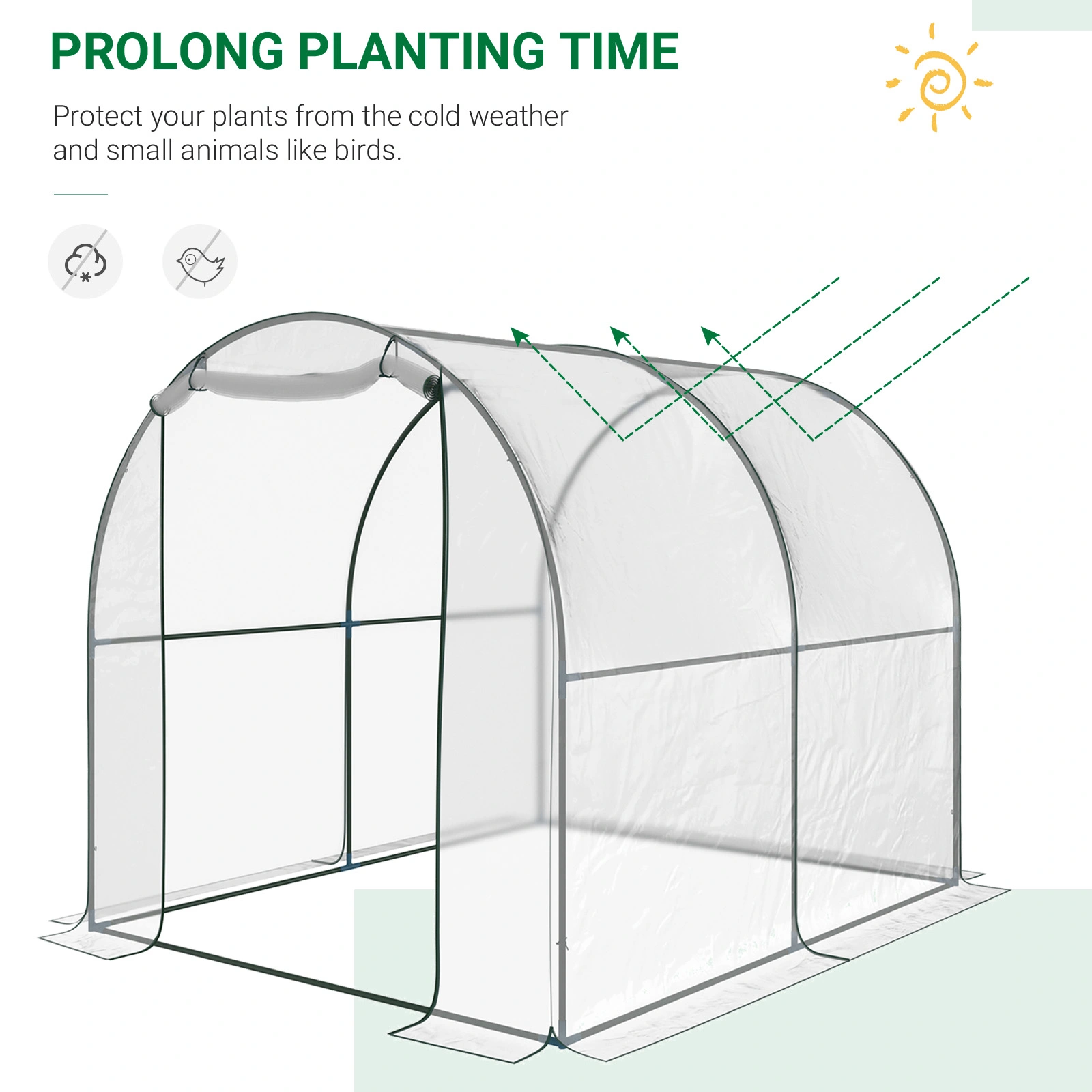 Greenhouse Portable Walk-In Tent - Heavy Duty Polycarbonate Frame with Zipper Door for Outdoor Gardening & Plant Growing view 3