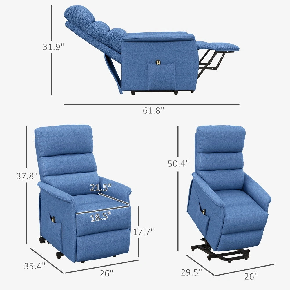 Riser Recliner Chair with USB Charging Port, Power Lift Recliner for Elderly, Large Capacity Cushion, Removable Armrests, Home Living Room Sofa view 2