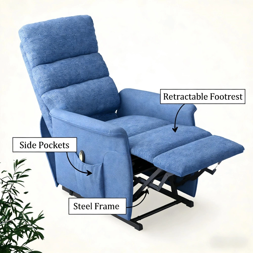 Riser Recliner Chair with USB Charging Port, Power Lift Recliner for Elderly, Large Capacity Cushion, Removable Armrests, Home Living Room Sofa view 4