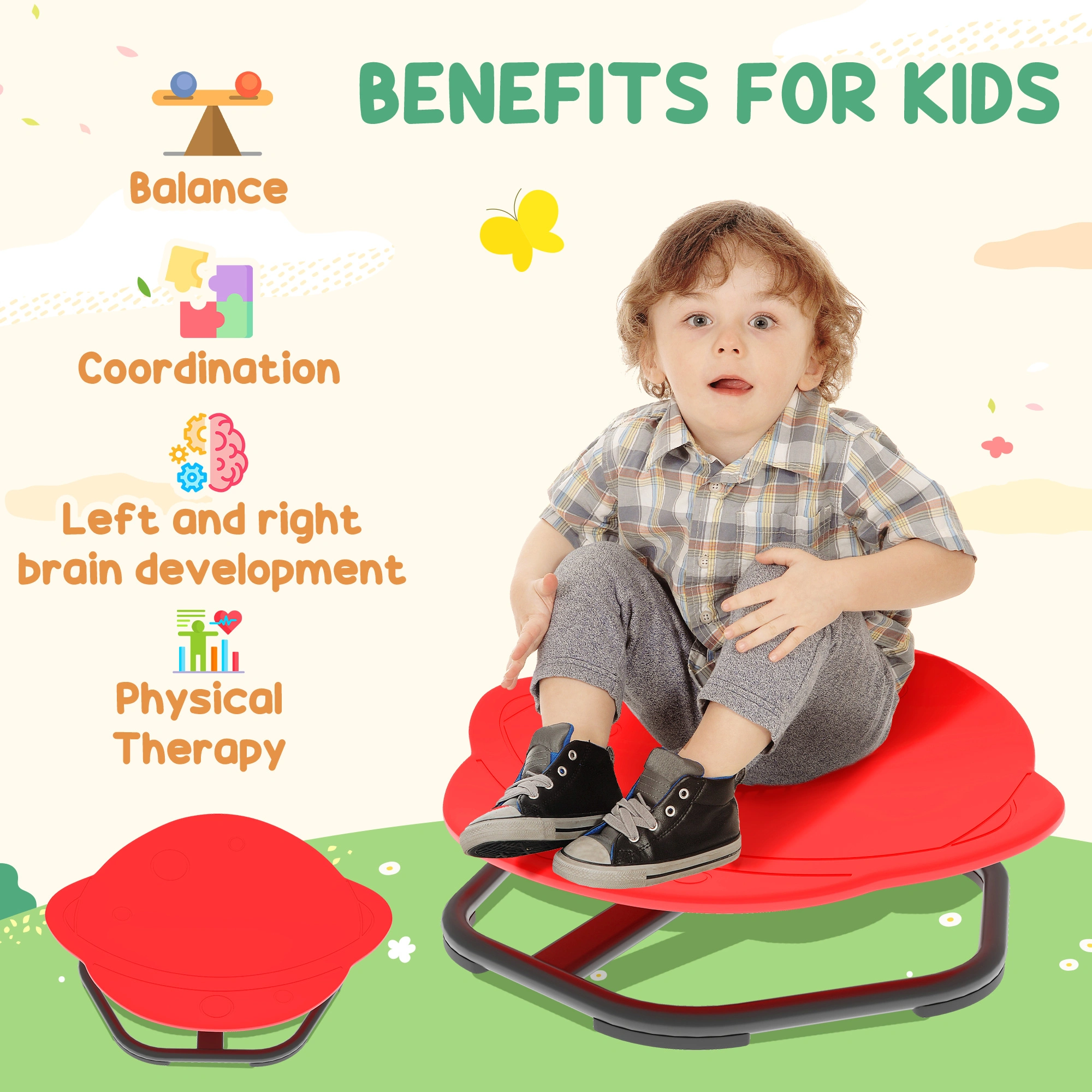 Sensory Spinning Chair - Indoor Outdoor Fidget Throne Rotating Spin Chair for Kids & Adults view 3