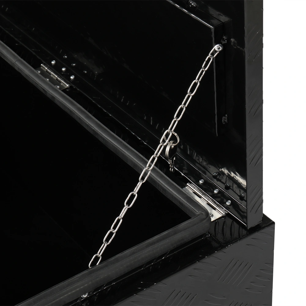 36 Inch Aluminum Under Body Toolbox 5 Bar Tread Surface Black - Heavy Duty Truck Side Storage Box view 5