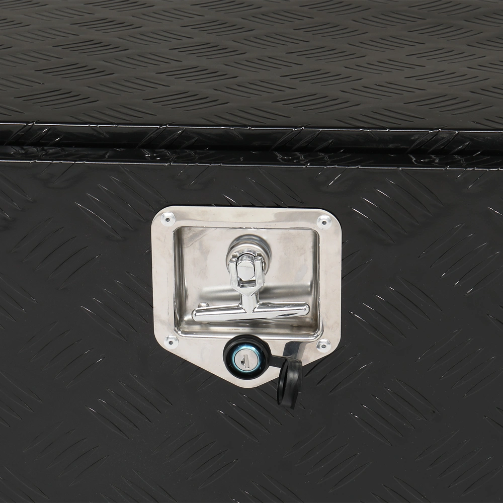 36 Inch Aluminum Under Body Toolbox 5 Bar Tread Surface Black - Heavy Duty Truck Side Storage Box view 6