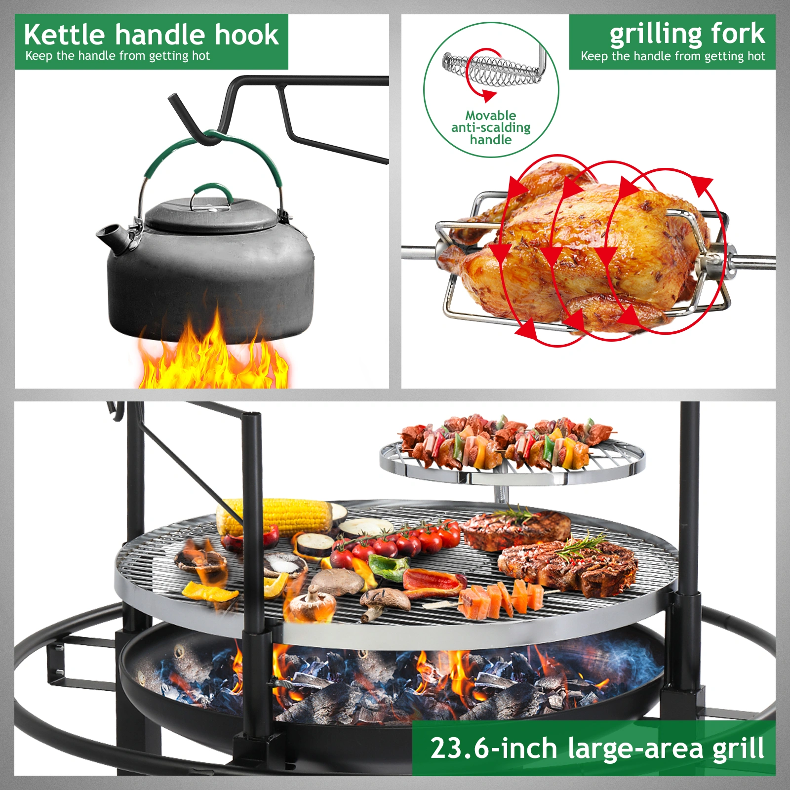 85*85*108cm Round Iron Spray Grill Black view 10