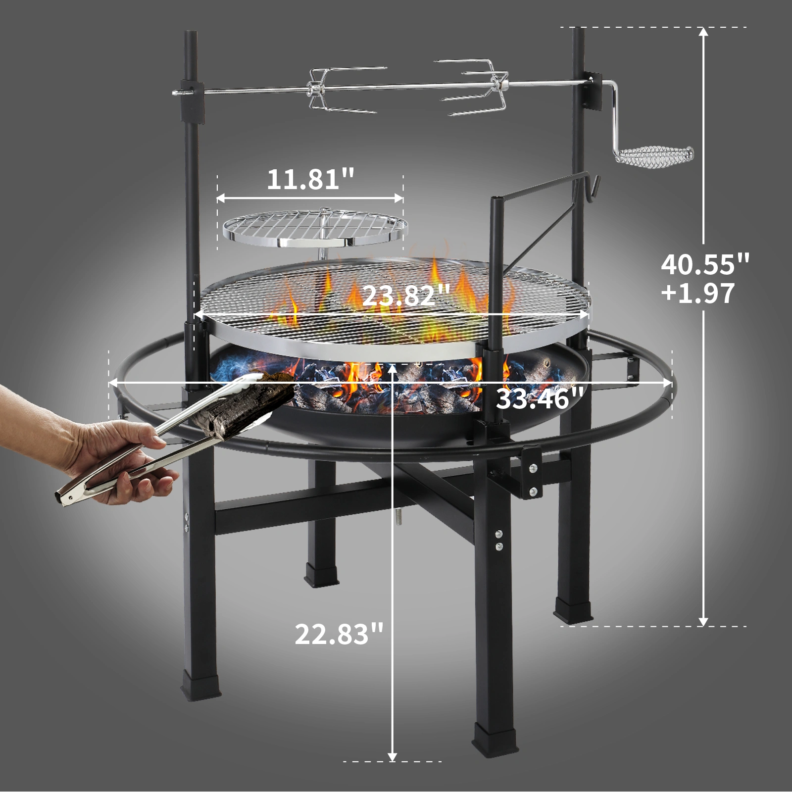 85*85*108cm Round Iron Spray Grill Black view 7