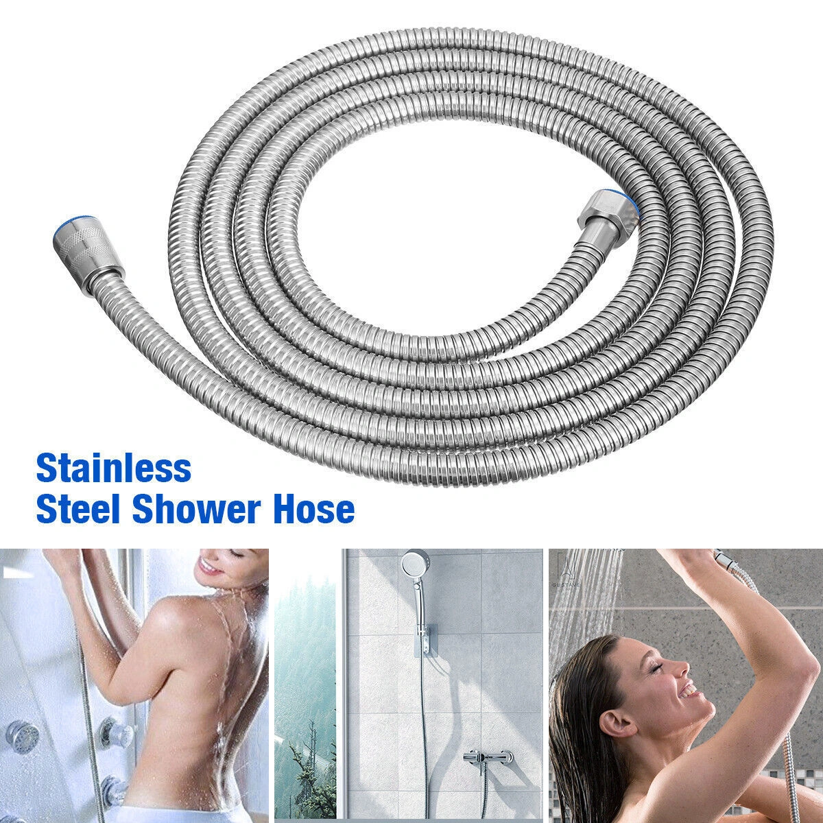 2m (79") Shower Head Hose, Flexible Handheld Bath Tubing Connector, Chrome Bathroom Replacement Tube (Shower Head Not Included) view 3