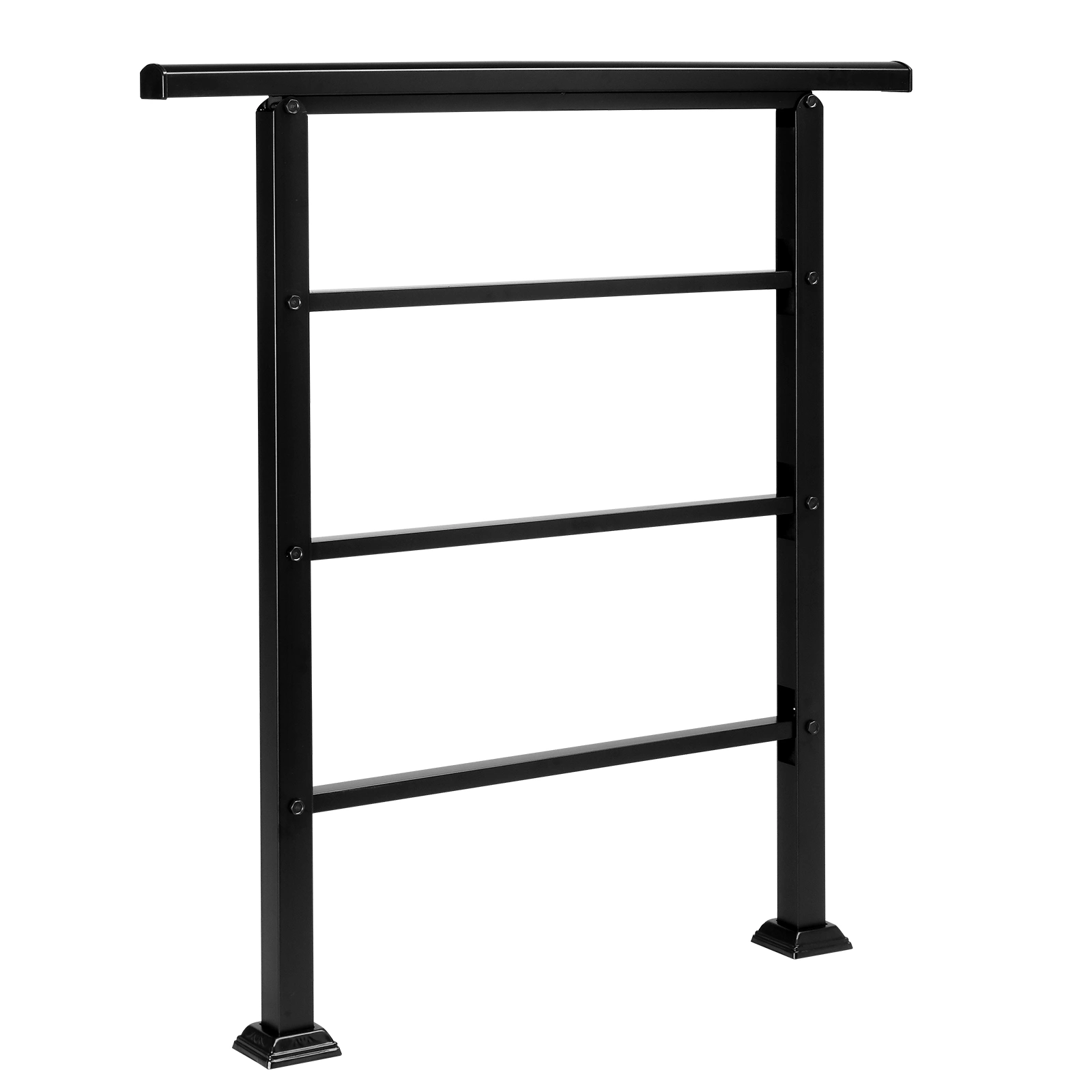 Handrails for Outdoor Steps, Wrought Iron Handrail Fits 1 or 3 Steps, Transitional Handrail with Installation Kit, Black view 3