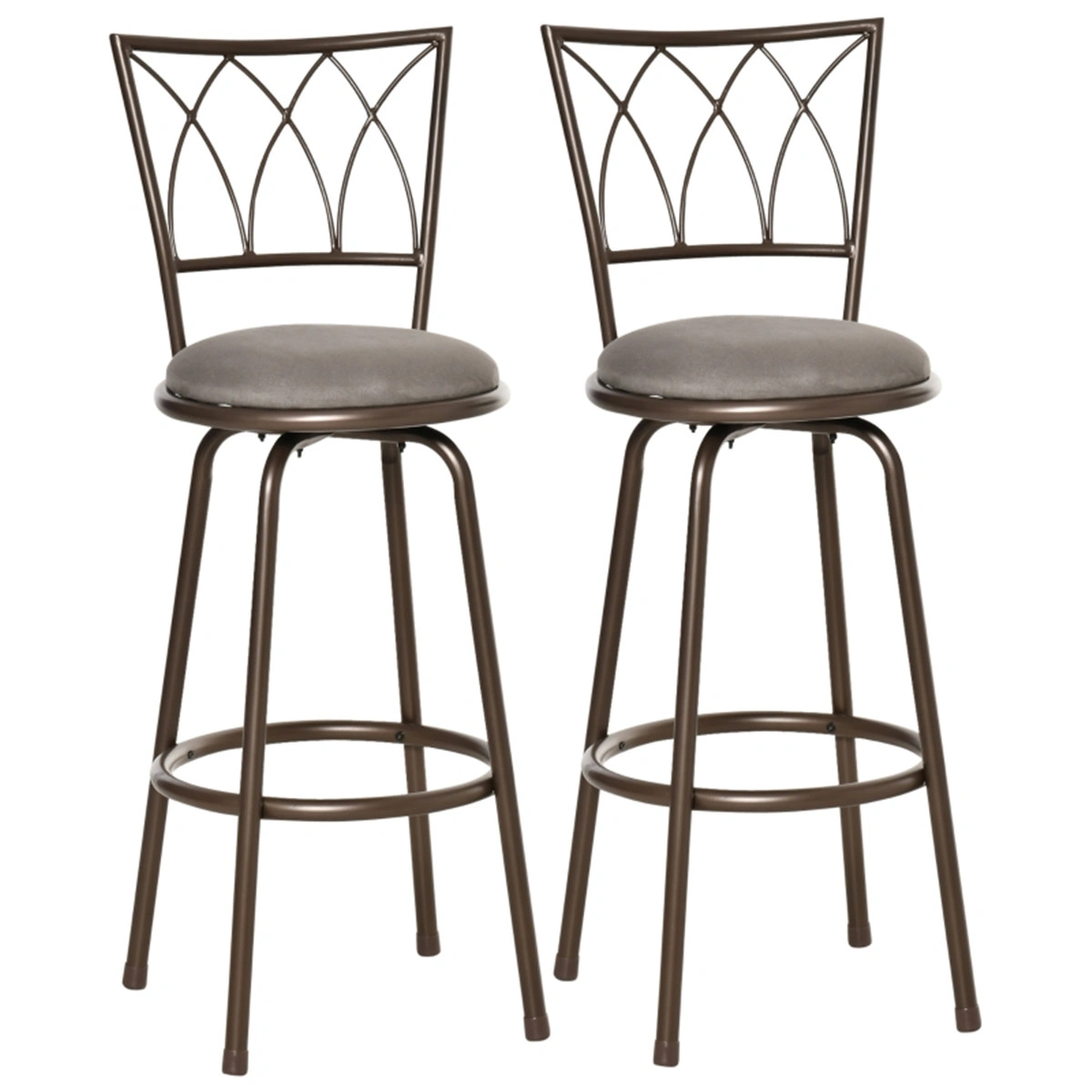 Set of 2 Bar Stools, Ergonomic Dining Chair with Adjustable Height, Modern Swivel Office Chair for Kitchen