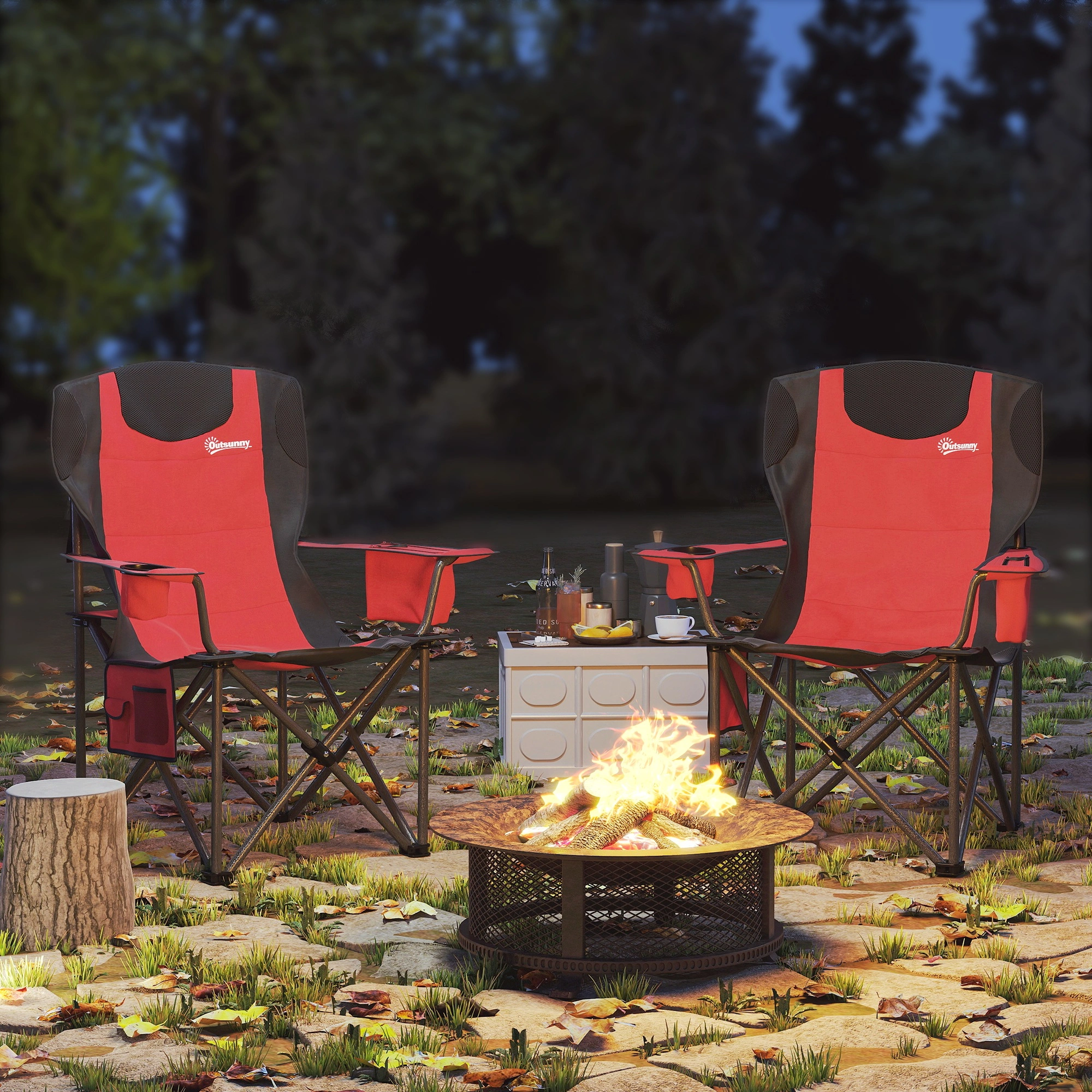 Double Folding Chair, Wide Portable Outdoor Chair, Heavy Duty Steel Frame, Easy Fold, Black Garden Party Seating view 5
