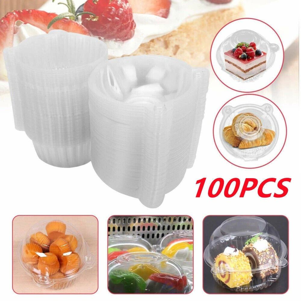 NEW 100PCS SINGLE CUPCAKE BOXES CLEAR MUFFIN HOLDER CASES DOMES CUPS PODS CONTAINERS UK