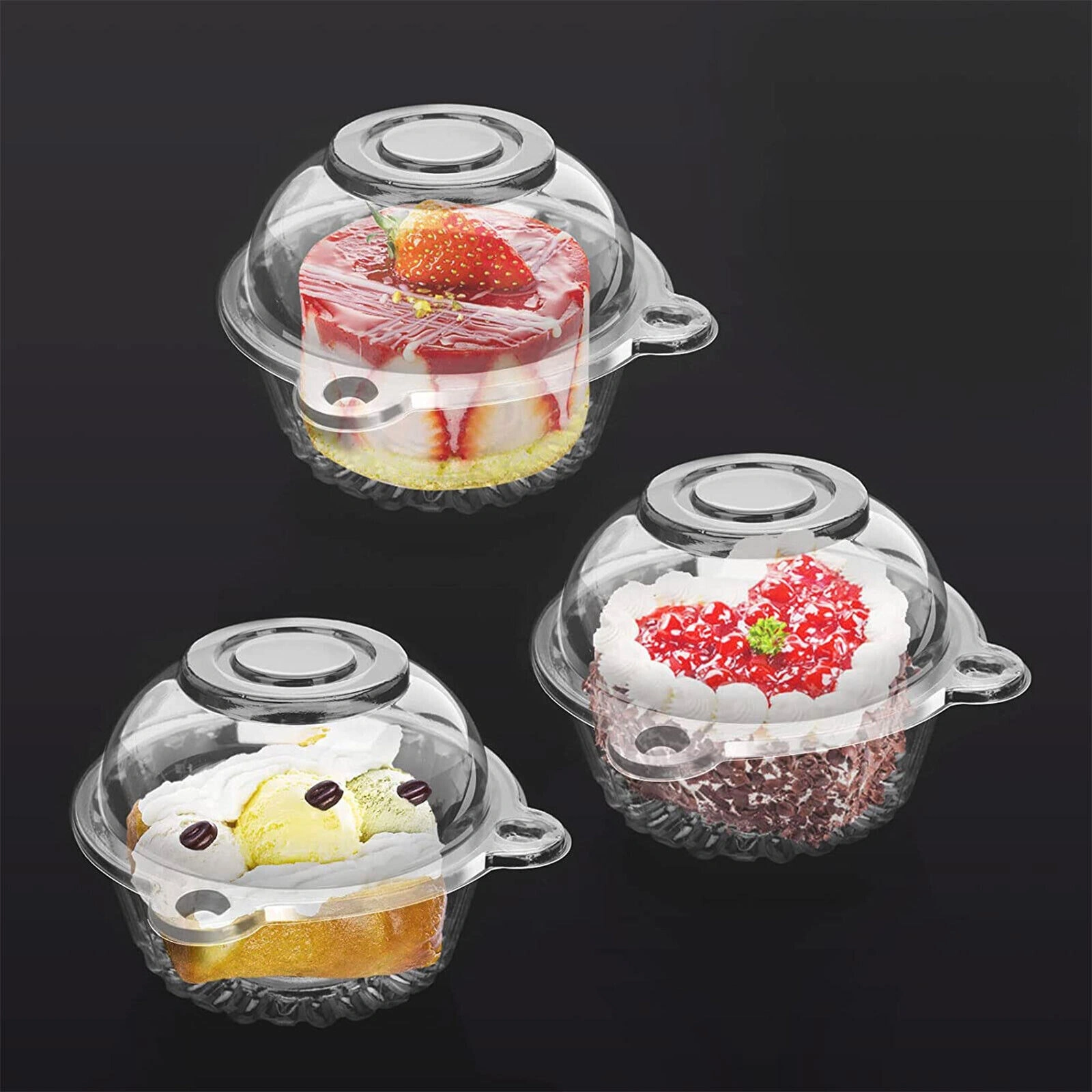 NEW 100PCS SINGLE CUPCAKE BOXES CLEAR MUFFIN HOLDER CASES DOMES CUPS PODS CONTAINERS UK view 5