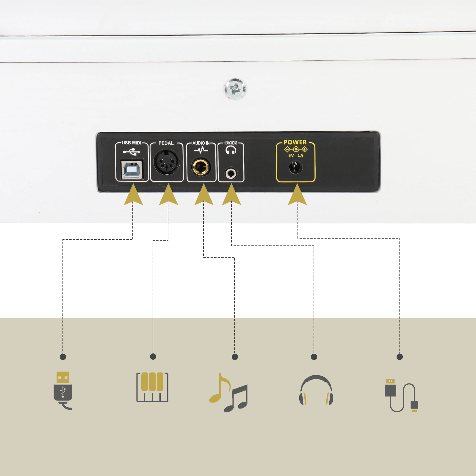 GDP-104 88 Keys Full Weighted Digital Piano w/Furniture Stand Power Adapter Triple Pedals Headphone White Replace 34914483 view 3