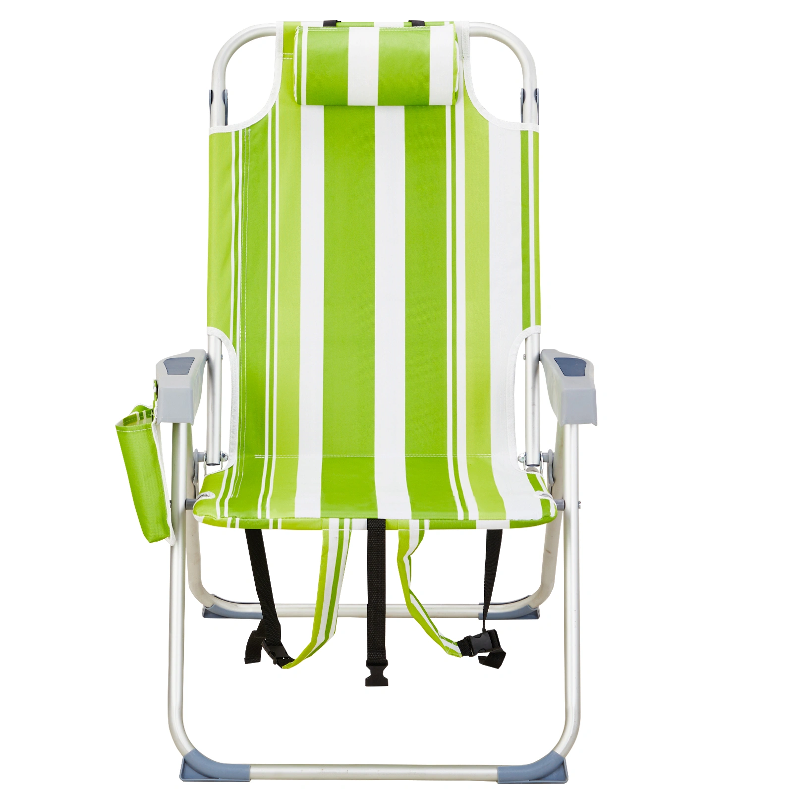 63*70*99cm Heightened Oxford Cloth Silver White Aluminum Tube Bearing 100kg Beach Chair Green Stripes view 11