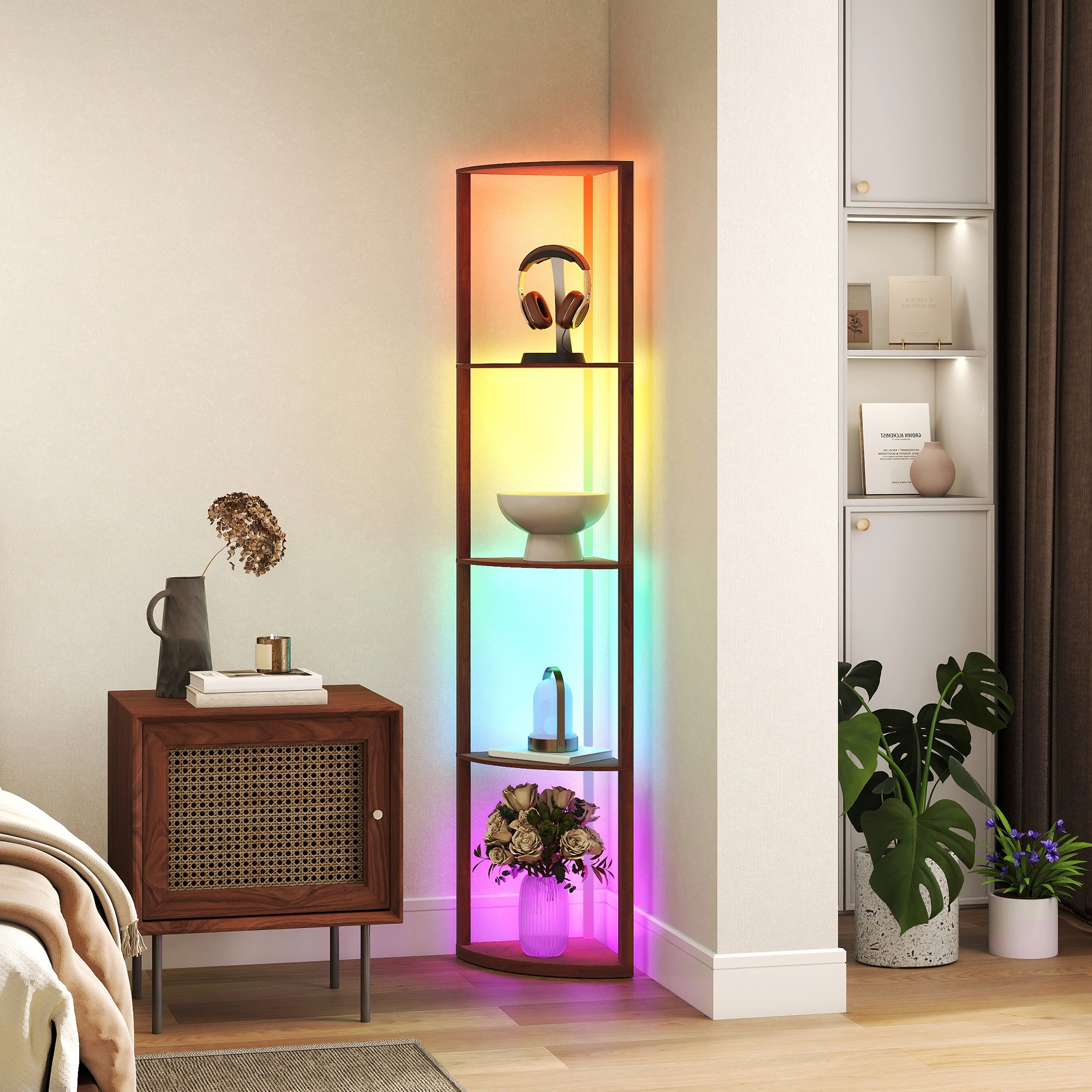 Modern Floor Lamp with Adjustable Arm, LED Reading Light, Slim Standing Lamp for Living Room Bedroom