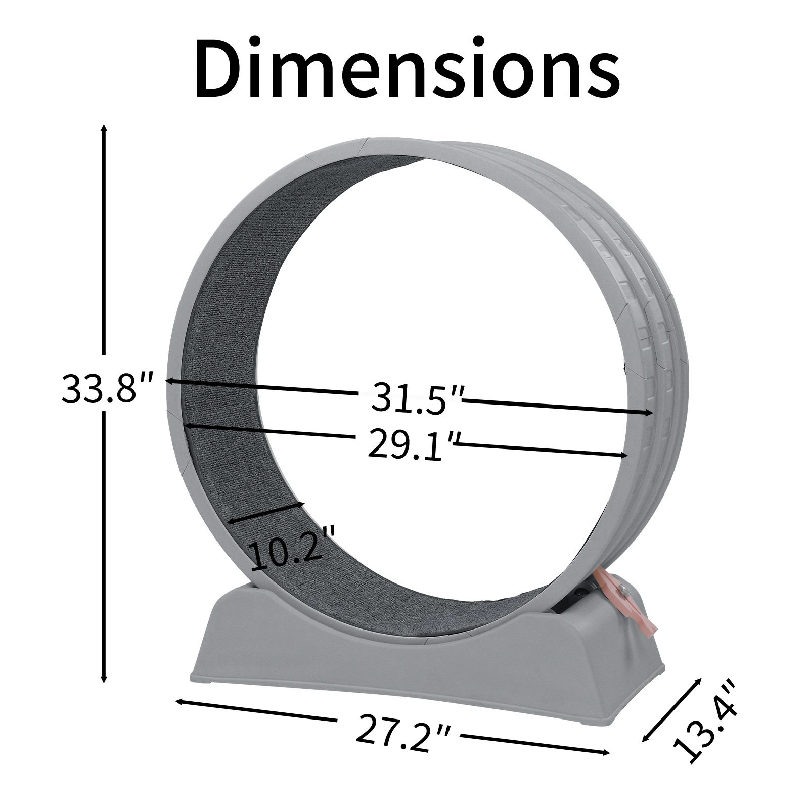 80*34*86CM, Gray PP track connector assembly, Round shape with gray carpet + 1 cat teaser stick, 15kg cat treadmill view 12