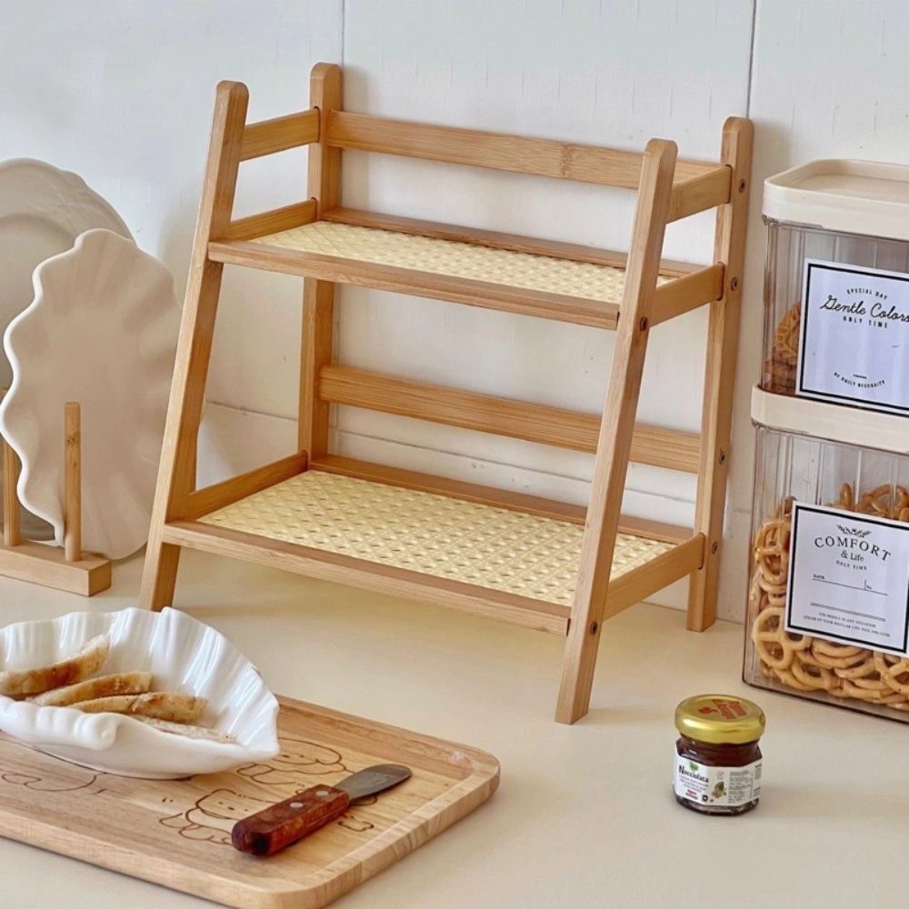 2-Tier Kitchen Countertop Organizer - Wooden Multipurpose Storage Shelf Rack Organizer (Large) view 2