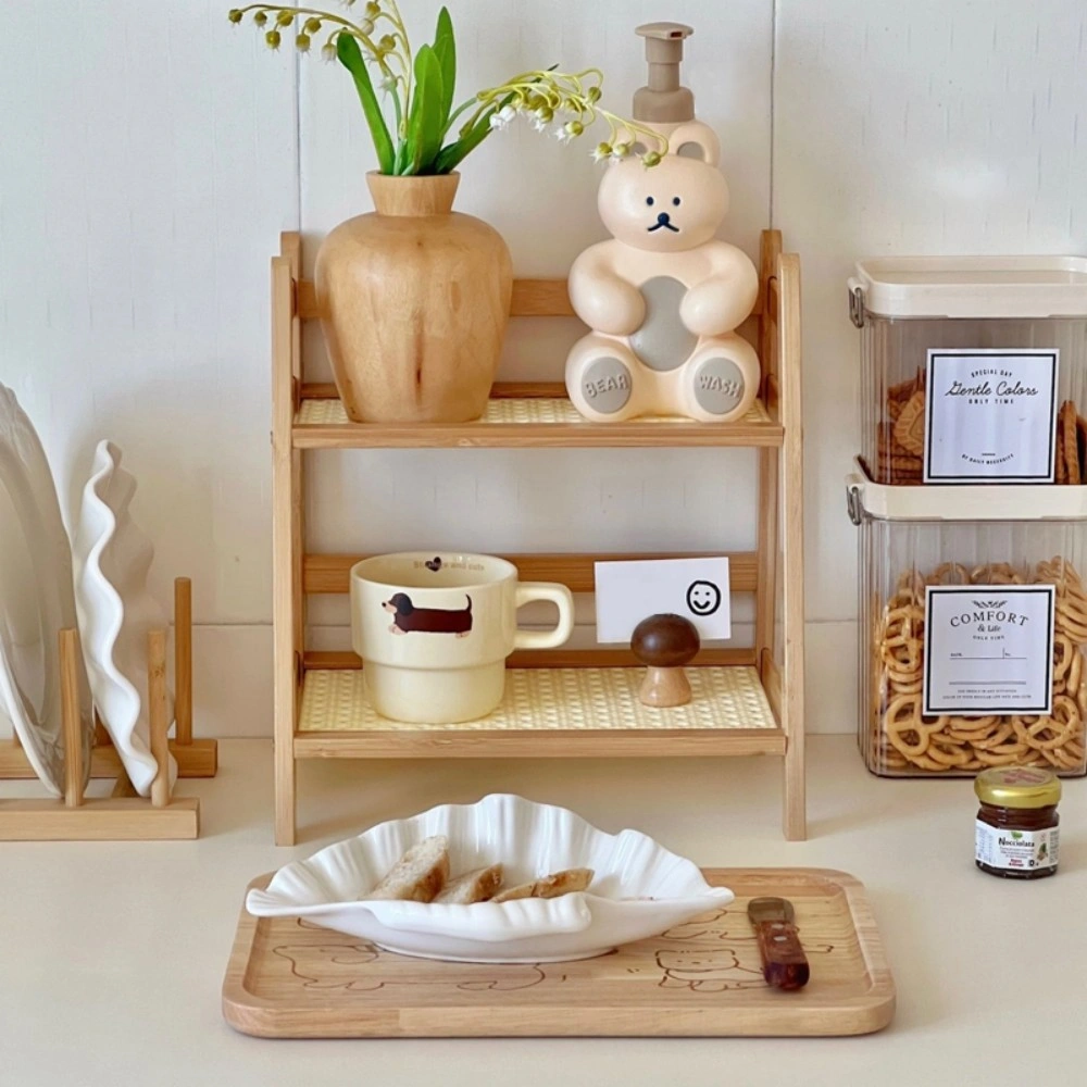 2-Tier Kitchen Countertop Organizer - Wooden Multipurpose Storage Shelf Rack Organizer (Large) view 3