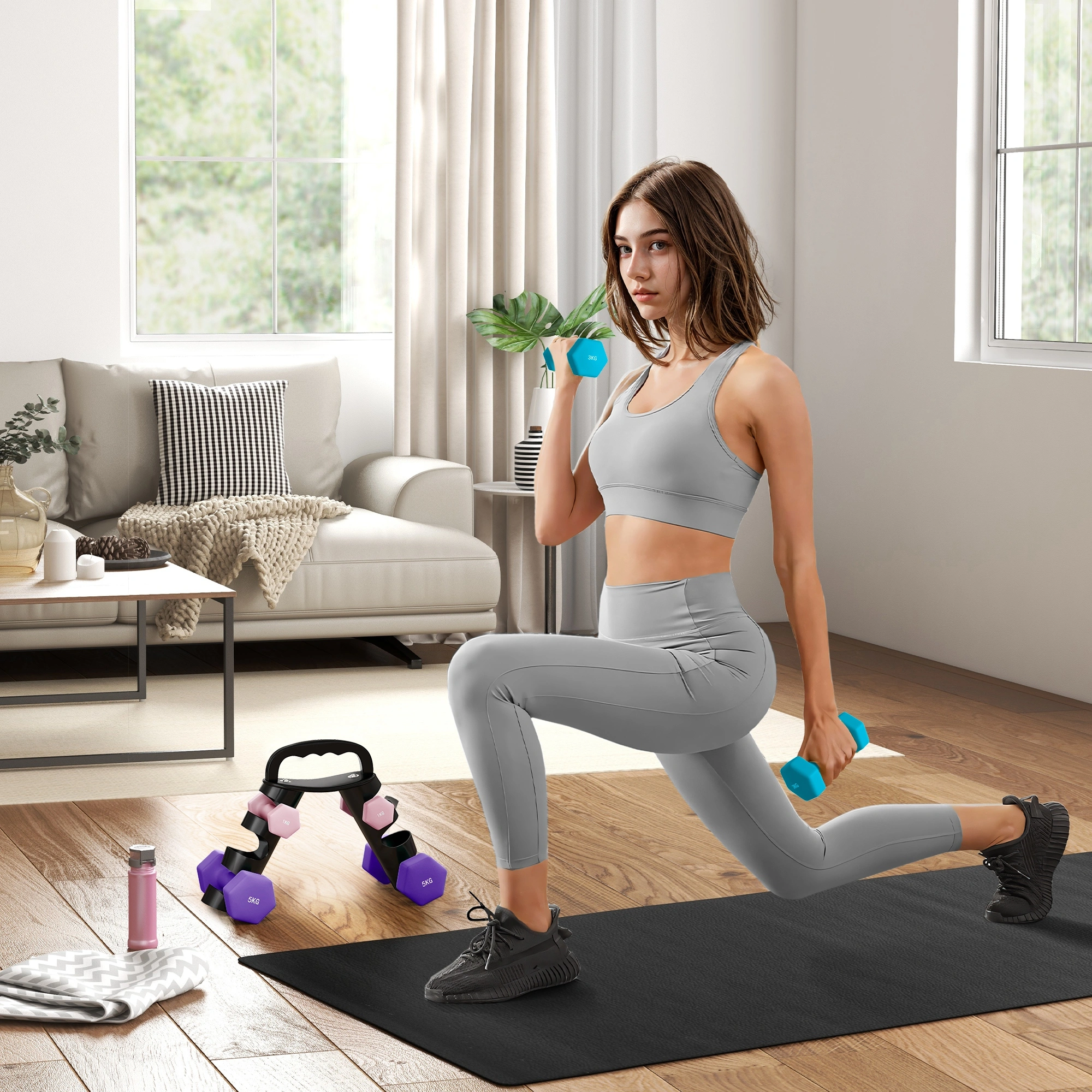 Adjustable Dumbbell Set 20lb, Pair, 20 Pounds Weights for Men Women, Cast Iron with Foam Grip