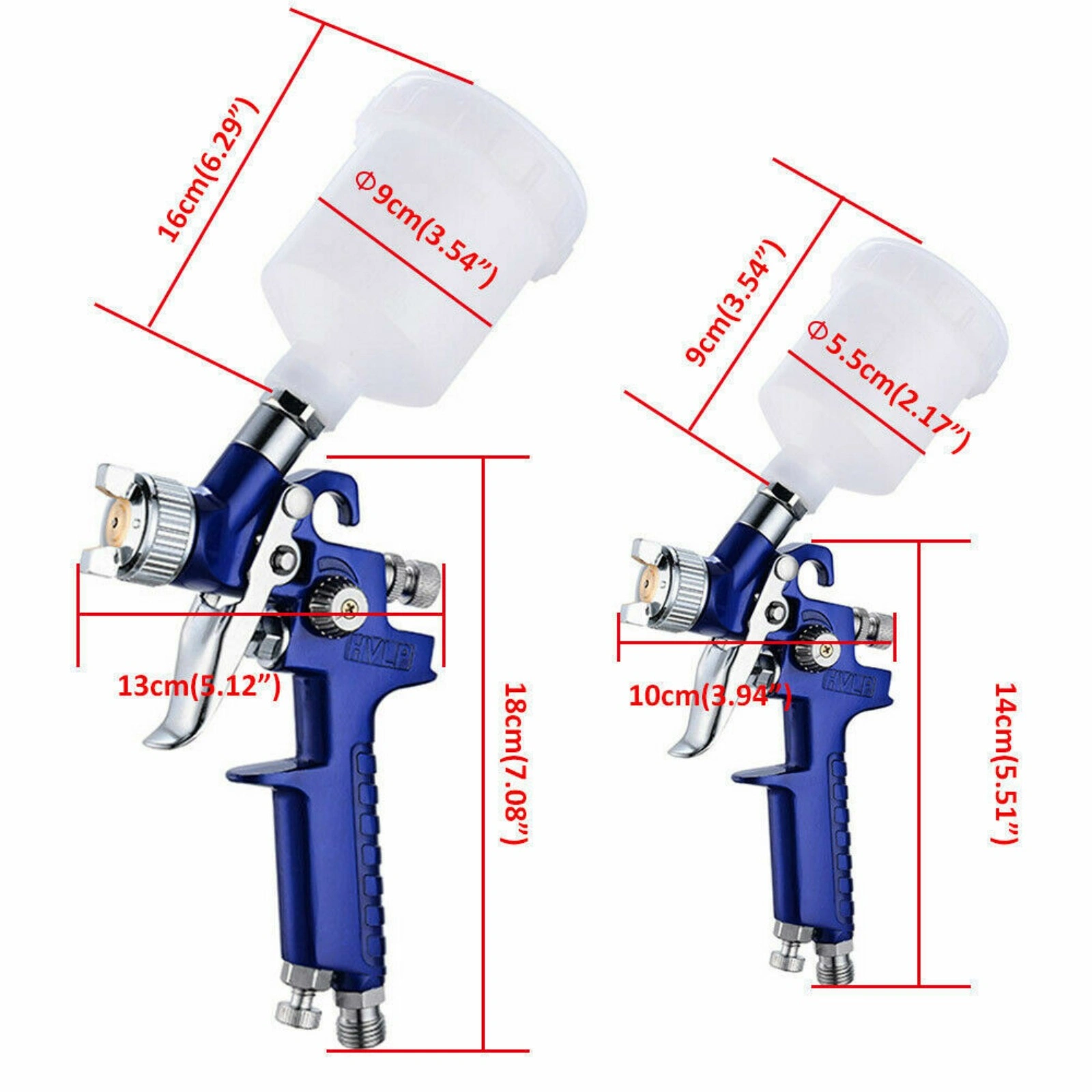 2x HVLP Spray Gun Kit, Air Gravity Feed for Vehicle Car Paint, 0.8mm & 1.4mm Nozzle view 4