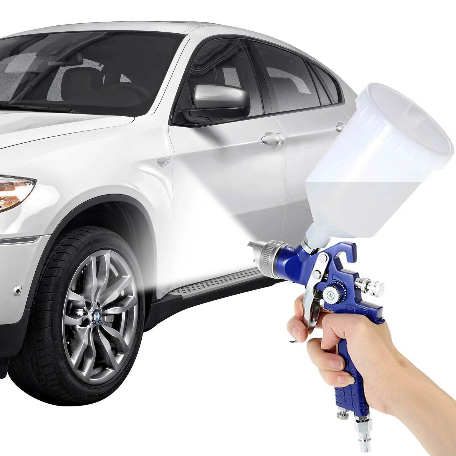 2x HVLP Spray Gun Kit, Air Gravity Feed for Vehicle Car Paint, 0.8mm & 1.4mm Nozzle view 5