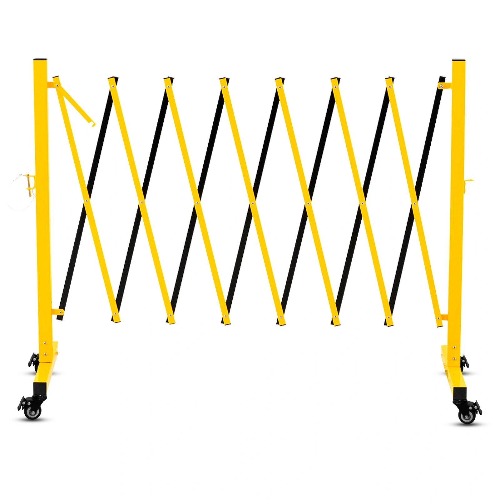 Metal Expandable Barricade 5.18m Retractable Fence Outdoor Mobile Safety Barrier Gate with Casters Collapsible Accordion Barricade Gate