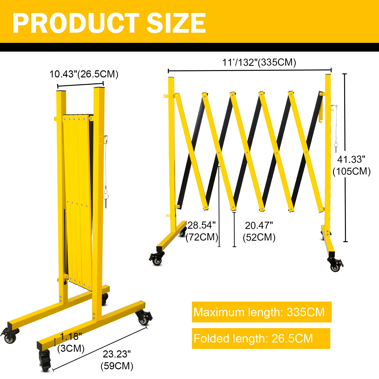 Metal Expandable Barricade 5.18m Retractable Fence Outdoor Mobile Safety Barrier Gate with Casters Collapsible Accordion Barricade Gate view 2
