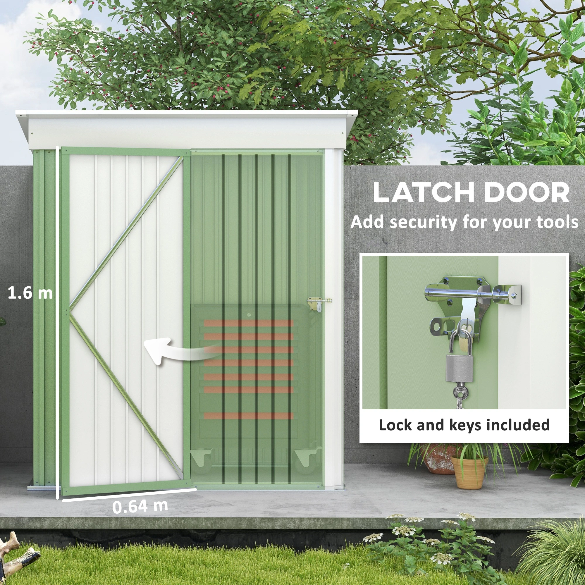 Garden Shed, Outdoor Storage Shed with Lockable Doors, Weather-Resistant Metal Tool Storage Cabinet for Yard Garage view 3