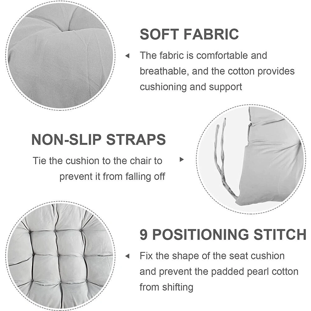 4 Pack Chair Seat Cushions Tie On Padded Seat Pads for Dining Room Kitchen Garden Chair Plain Fabric view 4