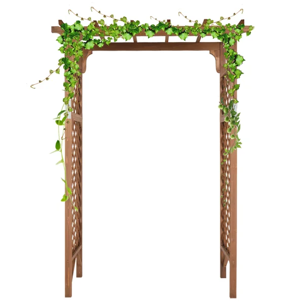 [Same Code:70748191]152*60*215cm Beautiful And Practical Flat-Topped Wooden Arch Garden Arch Dark Brown