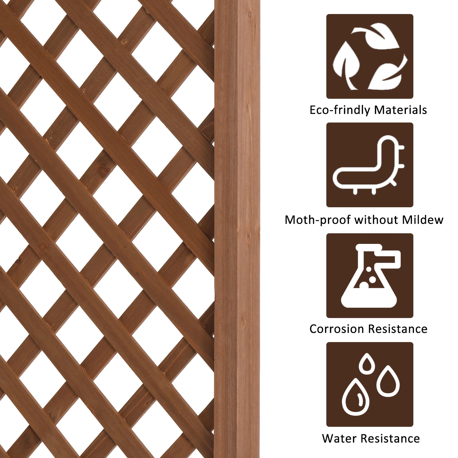 152*60*215cm Beautiful And Practical Flat-Topped Wooden Arch Garden Arch Dark Brown view 12