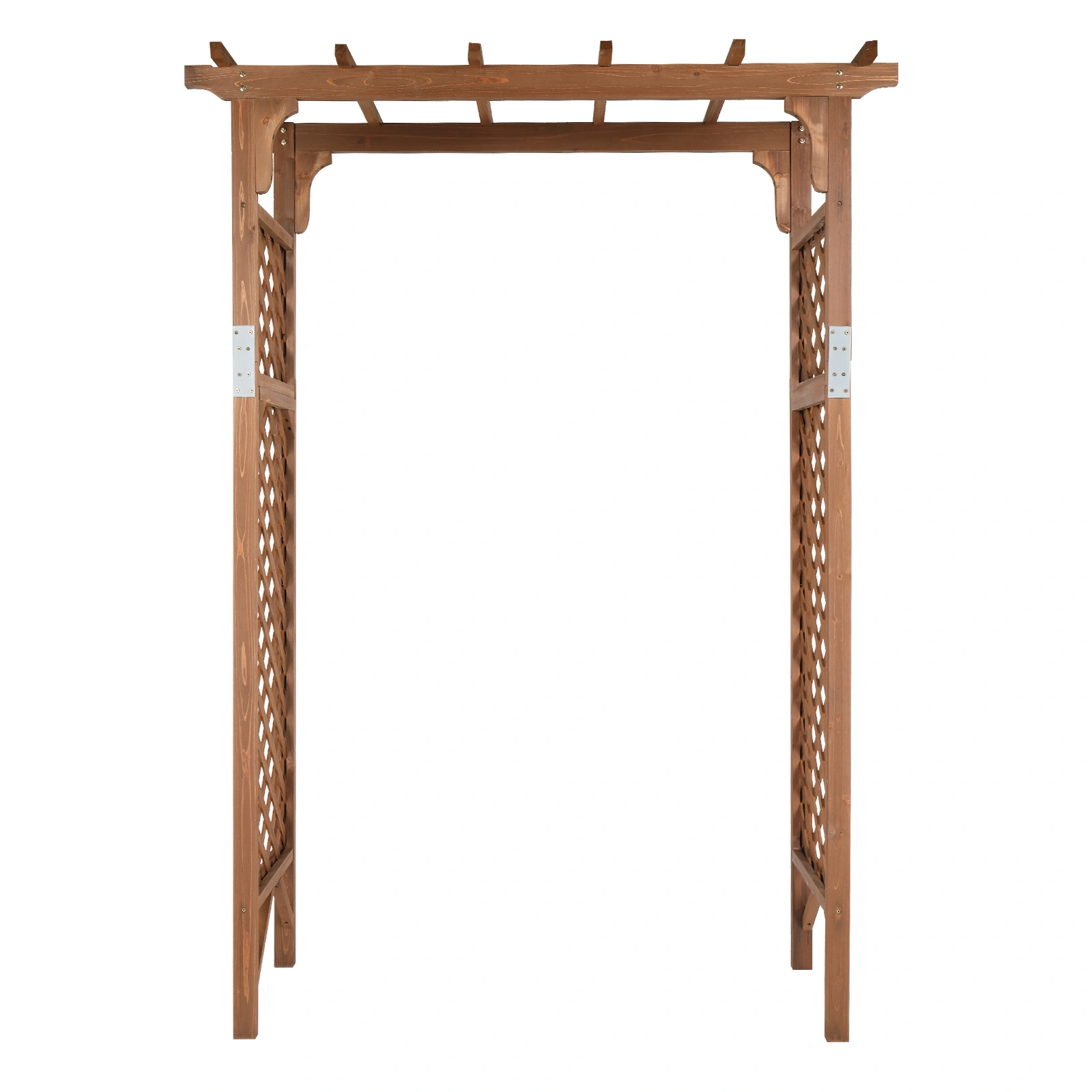 152*60*215cm Beautiful And Practical Flat-Topped Wooden Arch Garden Arch Dark Brown view 2