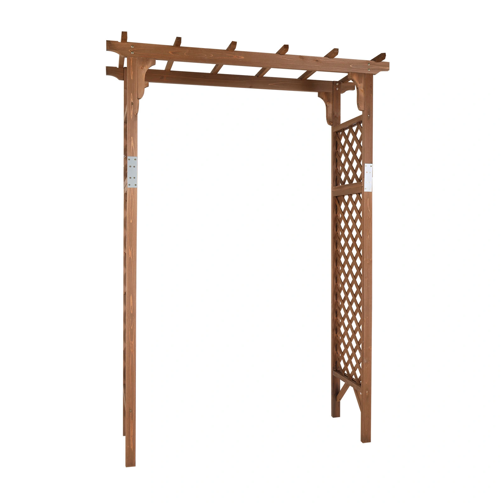 152*60*215cm Beautiful And Practical Flat-Topped Wooden Arch Garden Arch Dark Brown view 3