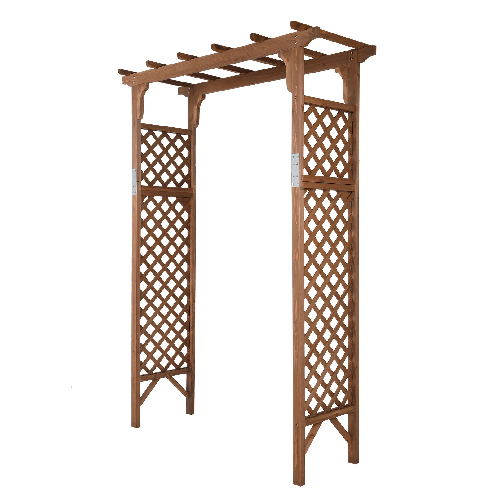 152*60*215cm Beautiful And Practical Flat-Topped Wooden Arch Garden Arch Dark Brown view 4