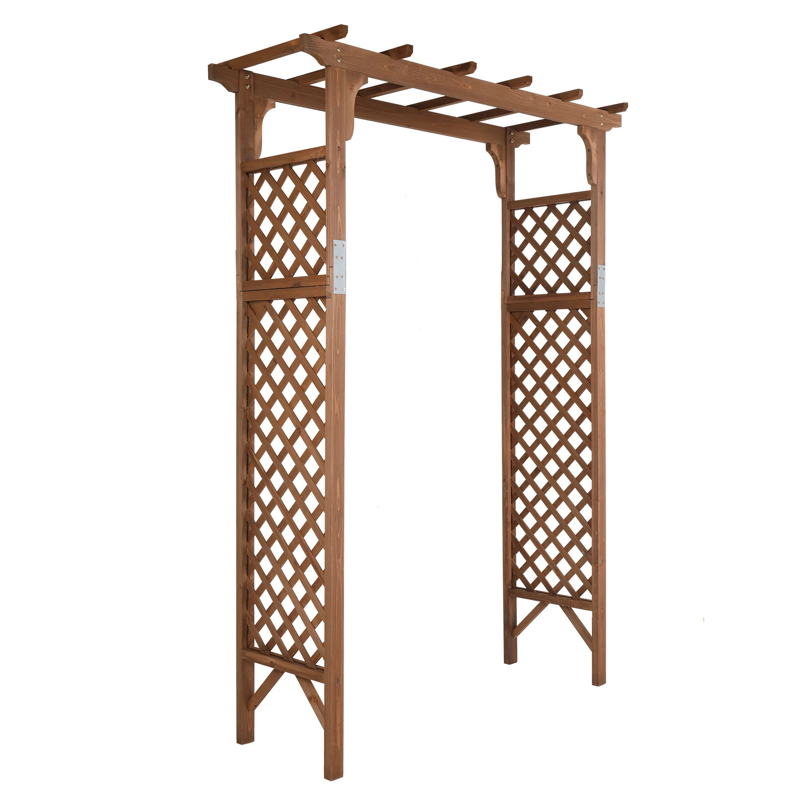 152*60*215cm Beautiful And Practical Flat-Topped Wooden Arch Garden Arch Dark Brown view 5