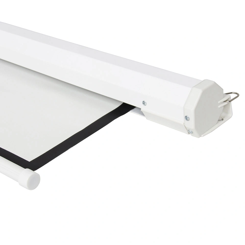 UK Plug 100 Inch 16:9 Pull Down Projector Screen, Manual Self-Locking Warp Knitted White Projection Screen with Screw Hooks view 3