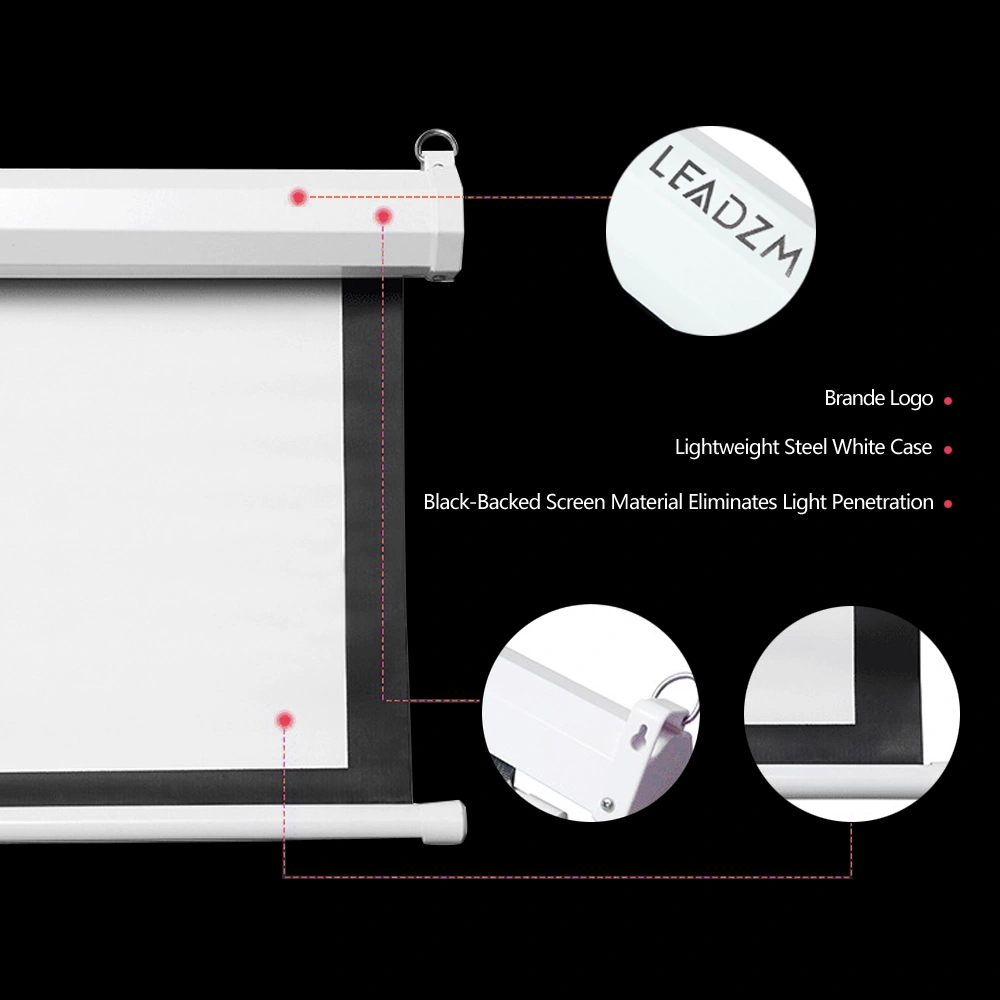UK Plug 100 Inch 16:9 Pull Down Projector Screen, Manual Self-Locking Warp Knitted White Projection Screen with Screw Hooks view 5
