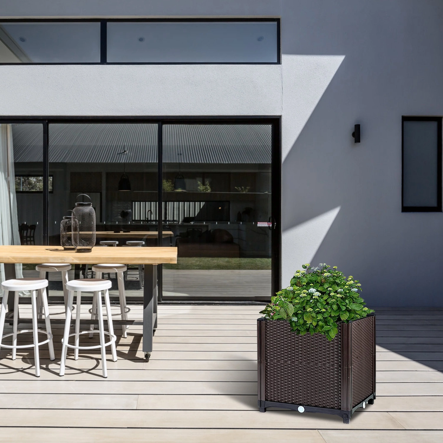 Raised Garden Bed Planter - Elevated Plastic Planters Box for Outdoor Flowers, Vegetables, Tomatoes & Herbs - Garden, Patio, Balcony, Deck view 2