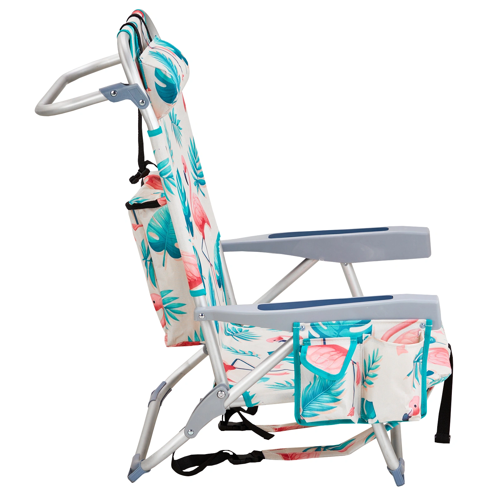 63*65*82cm Short Oxford Cloth Silver White Aluminum Tube Bearing 100kg Beach Chair Flamingo view 11