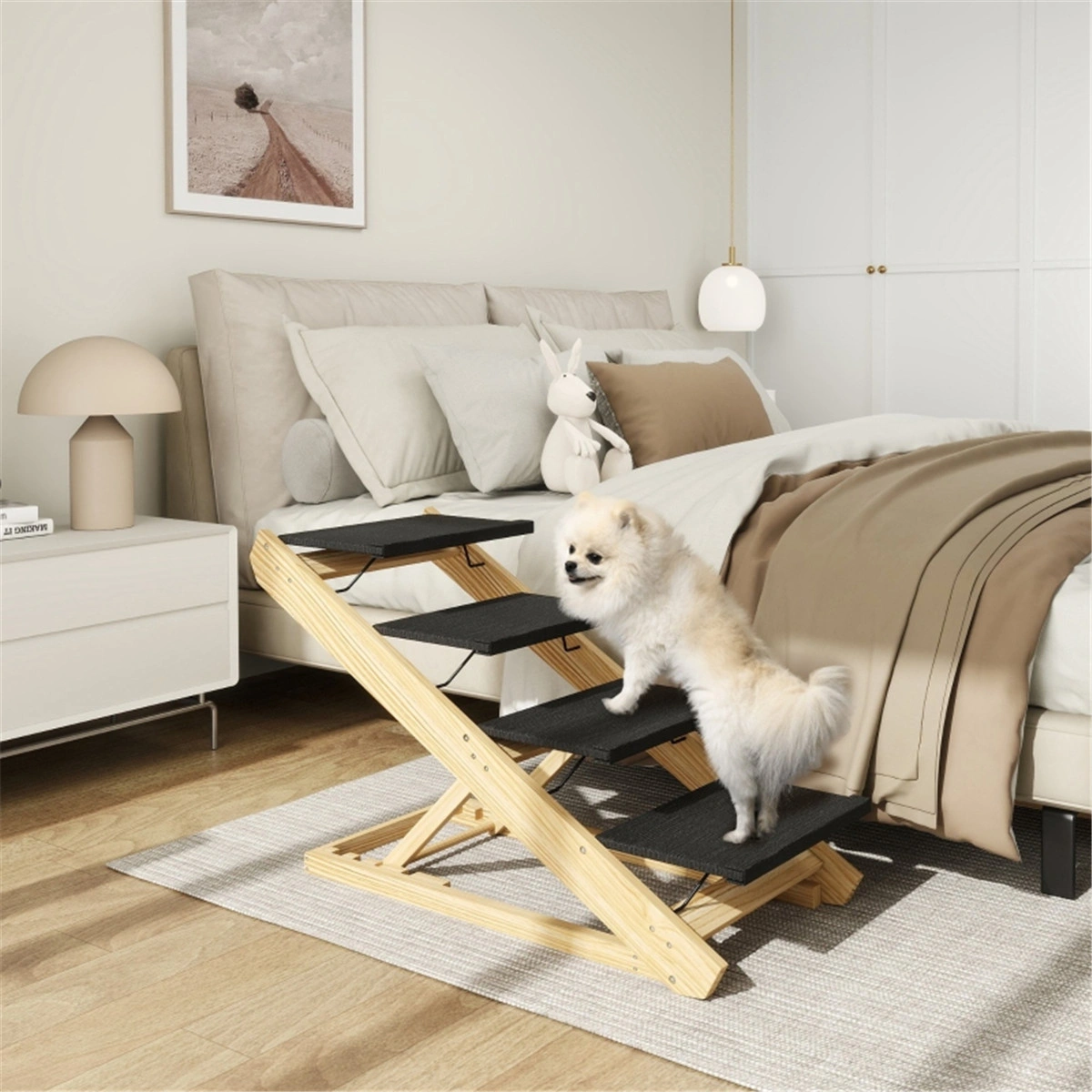 3-Tier Foam Pet Stairs with Orthopedic Memory Foam for Dogs & Cats, Non-Slip Steps for Sofa Bed Couch