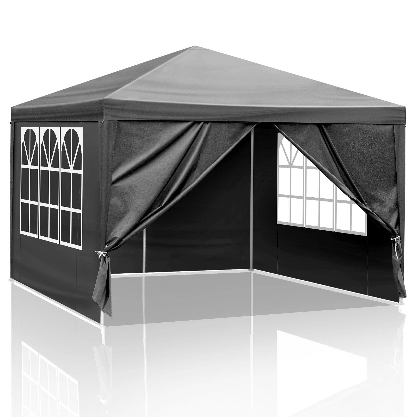 10'x10' Gazebo Waterproof Outdoor Canopy Patio Tent Party Tent for Wedding BBQ Cater, Black view 2