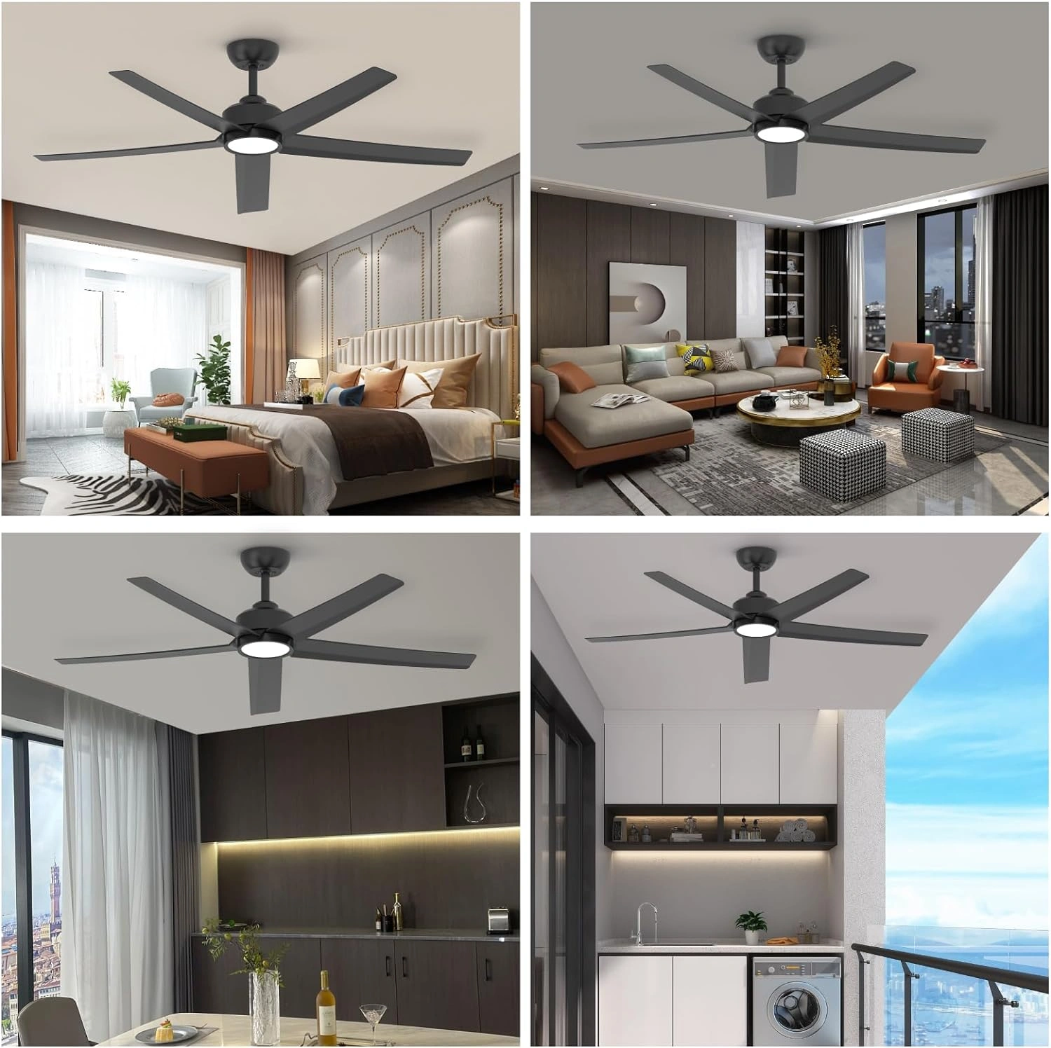 52 inch Ceiling Fans with Lights, Large Air Volume Ceiling Fans with Reversible Quiet DC Motor and Remote, 5D-W5, 5X-W5[Unable ship on weekends, TK/TEMU only for pickup, only TX10643 warehouse supports GOFO] view 8