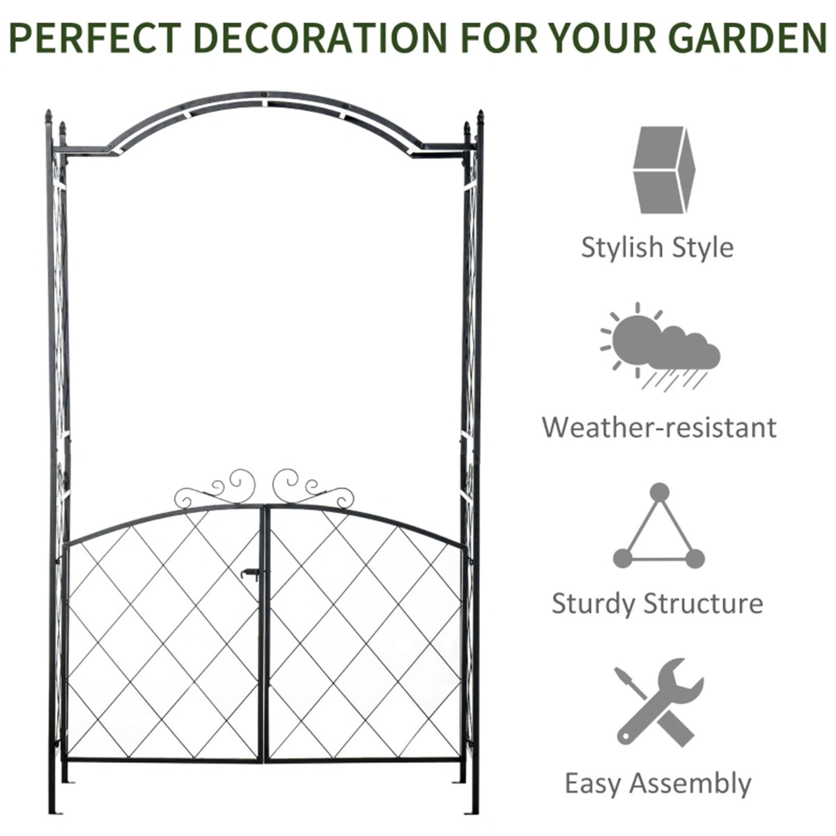 Heavy Duty Metal Garden Arch for Climbing Plants, Outdoor Vertical Trellis, Sturdy Metal Garden Arch for Flowers, Vine, Roses, Wisteria, Lavender, Greenery - 7FT x 3FT view 2