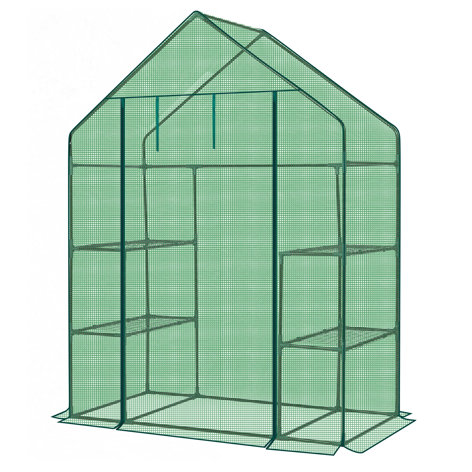 Mini Walk-in Greenhouse with PE Cover, 4-Shelf Indoor Outdoor Plant House for Garden Backyard, 56" x 29" x 77", Green view 3